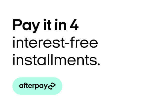 AfterPay Banner in white Pay it in 4 interest free