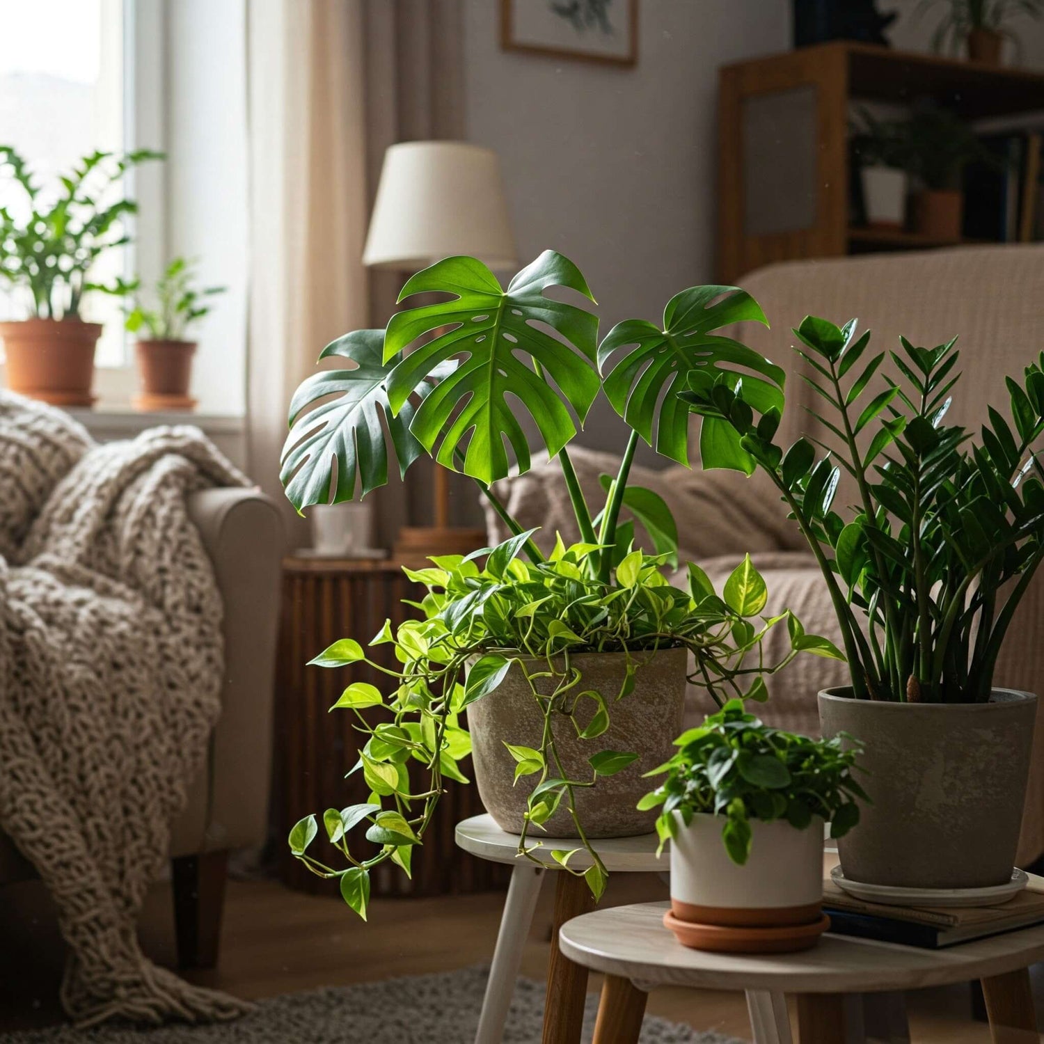 Indoor Plants potted in a cozy living room space