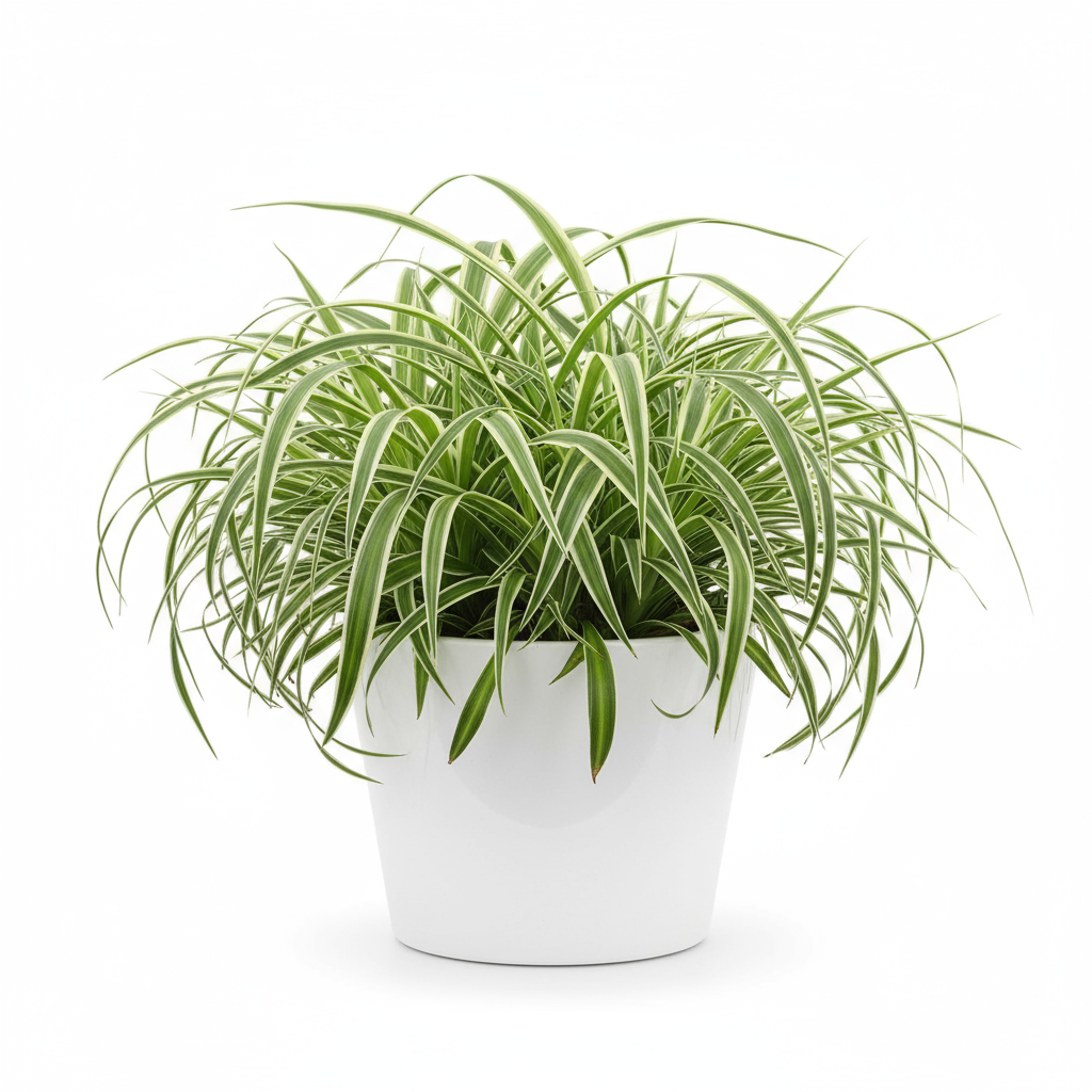 Spider Plant in White Pot