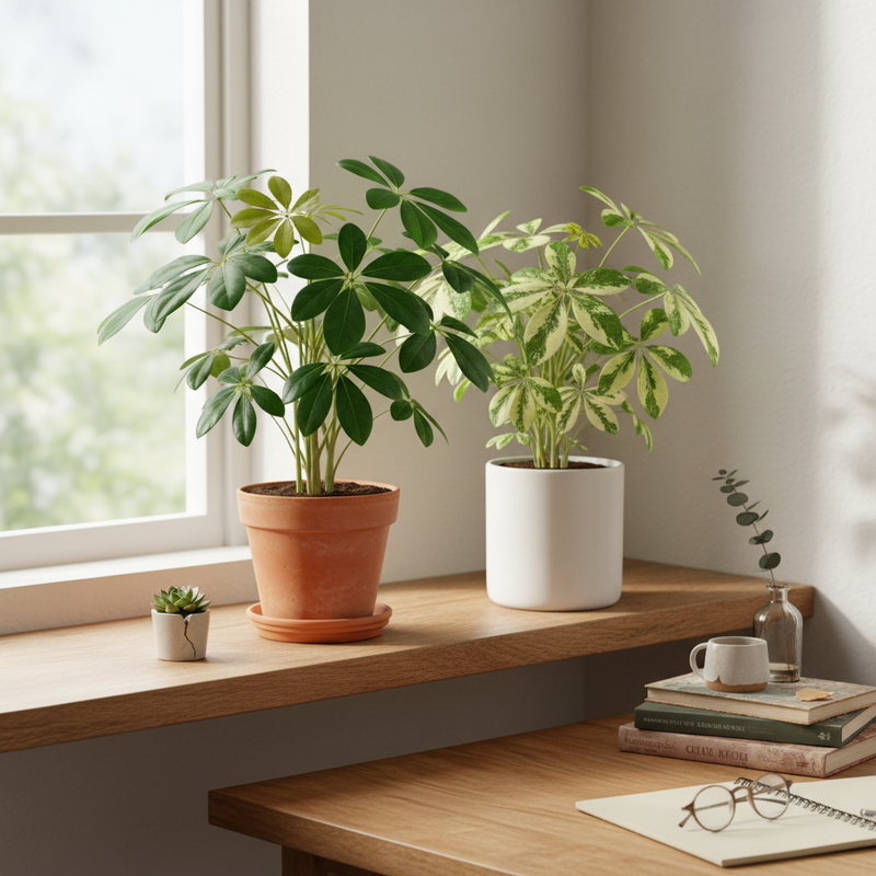 2 Schefflera Plants Variety Pack lifestyle - ultra-realistic natural home