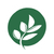 A circular green logo featuring three overlapping leaf shapes on a white background BY ALL ABOUT PLANTIES