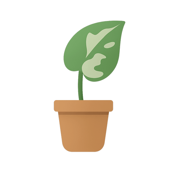 Illustration of a potted plant with a green leaf by All About Planties