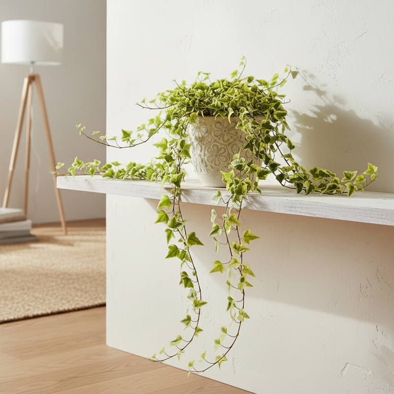 English Ivy Gold Child with golden variegated trailing vines in decorative pot - easy-care indoor hanging plant at All About Planties
