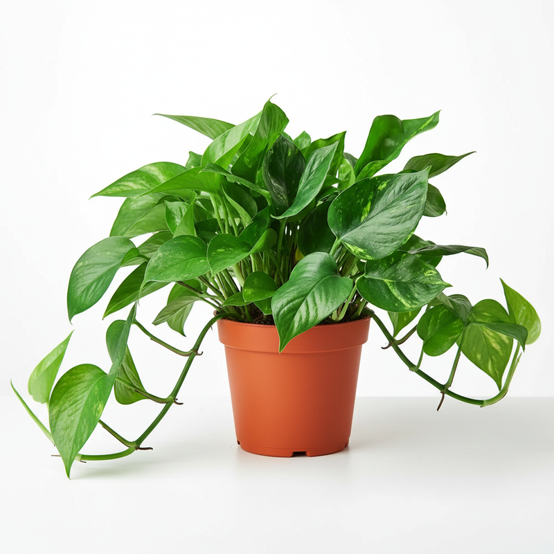 Golden Pothos indoor plant with yellow-green variegated leaves - low maintenance houseplant