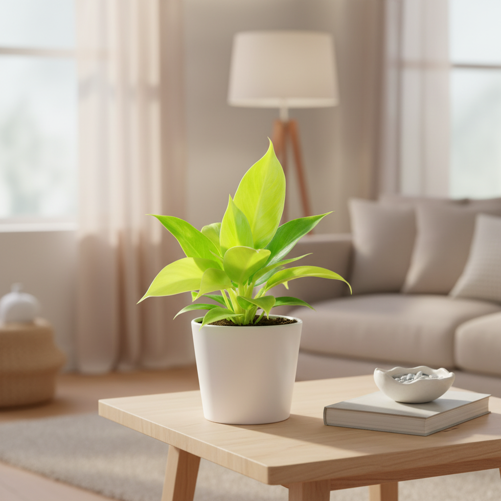 Philodendron Moonlight plant in Living Room by All About Planties