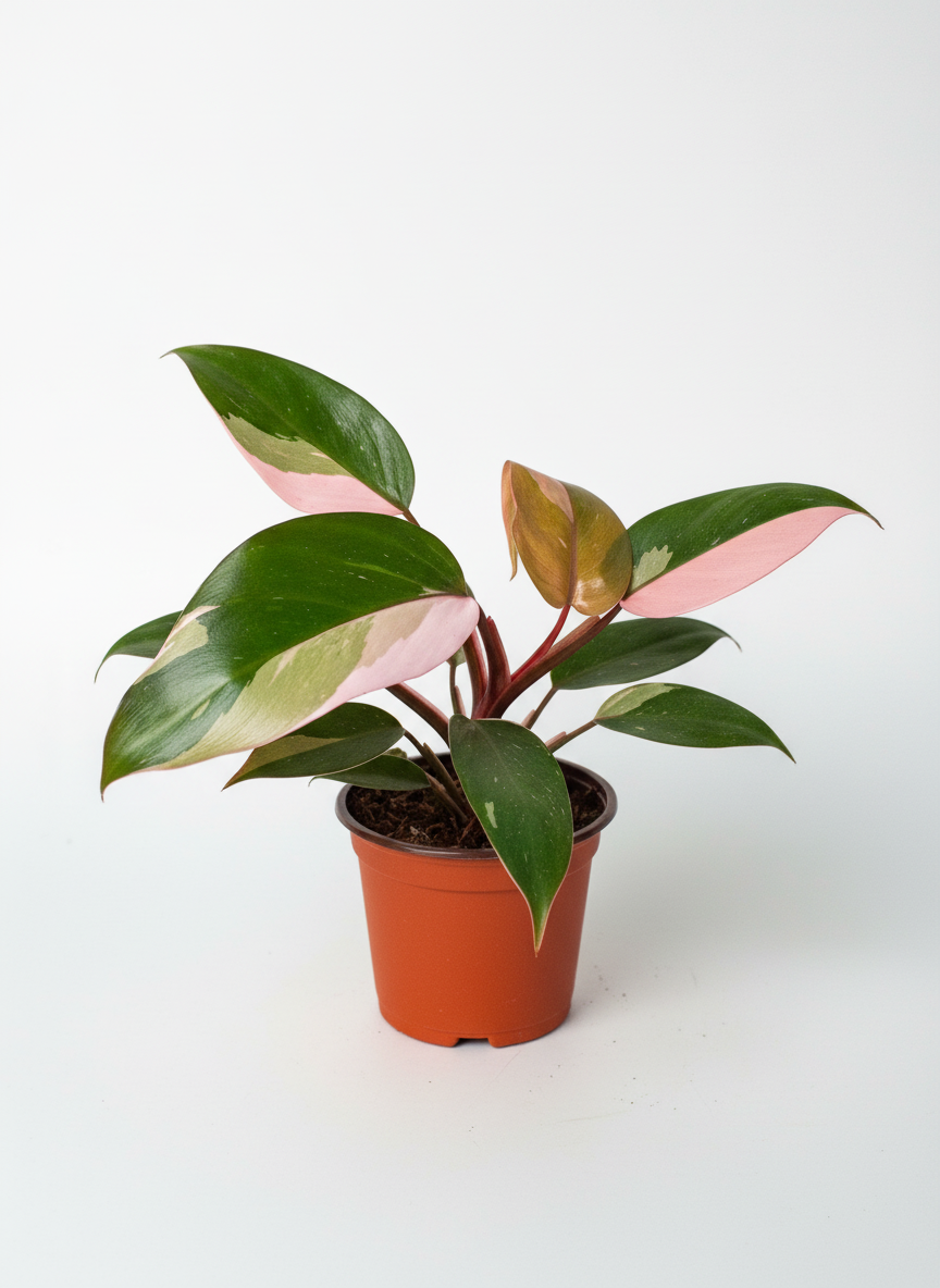 Philodendron Pink Princess hero - accurate from reference - 4" pot - square format