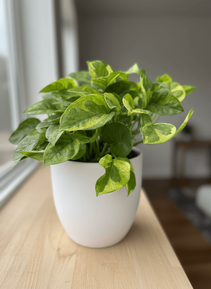 Pothos Lemon Meringue close-up - accurate chartreuse variegation - from All About Planties™