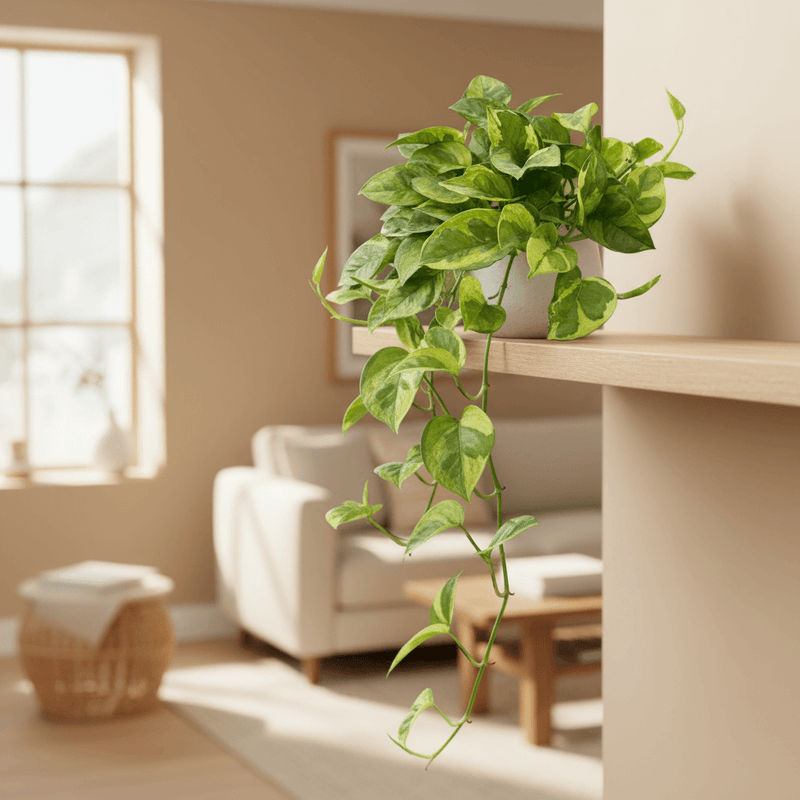 Pothos Lemon Meringue trailing - accurate chartreuse variegation - All About Planties™