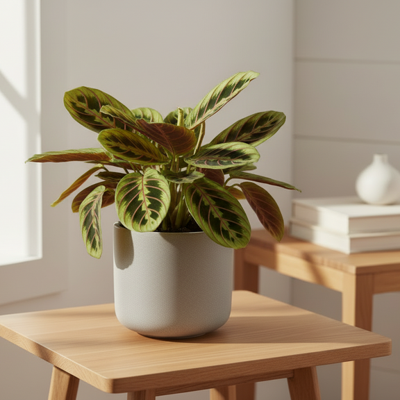 Prayer Plant in decorative pot - Maranta red veined foliage tropical houseplant for sale