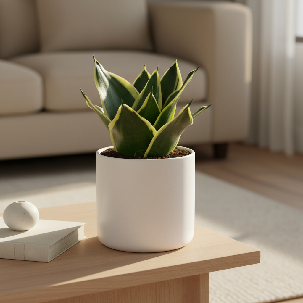 Snake Plant Black Gold in living room table by All About Planties™
