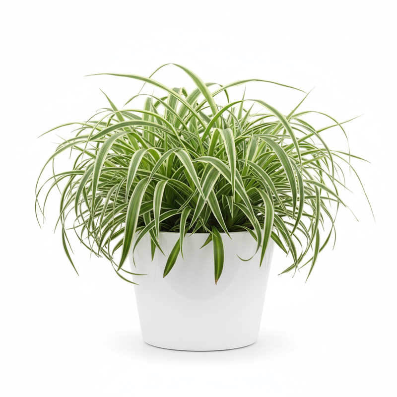 Spider Plant in White Pot