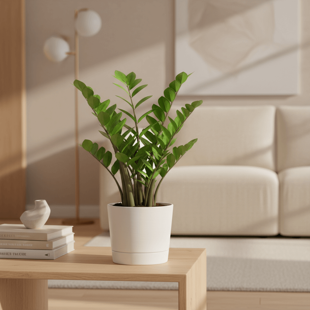 Live ZZ Plant in a living room available at All About Planties™.